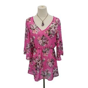 Ultra Beach Womens M Pink Floral Sheer Swimsuit Cover-Up NWT Boho Resort Layer